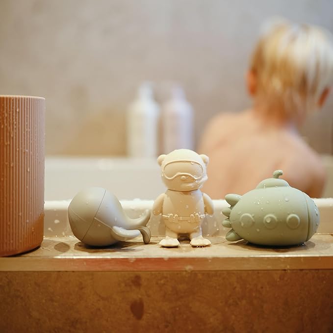 mushie Sealife Bath Toys Play Set for Toddlers | 100% Food Grade Silicone | Mold Free, Pack of 4
