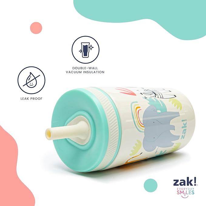 Zak Designs CoComelon Kelso Toddler Cups For Travel or At Home, 12oz Vacuum Insulated Stainless Steel Sippy Cup With Leak-Proof Design is Perfect For Kids (JJ, Cody, Nina)