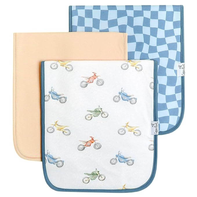 Copper Pearl Baby Burp Cloth Large 21''x10'' Size Premium Absorbent Triple Layer 3-Pack Gift Set Ryder
