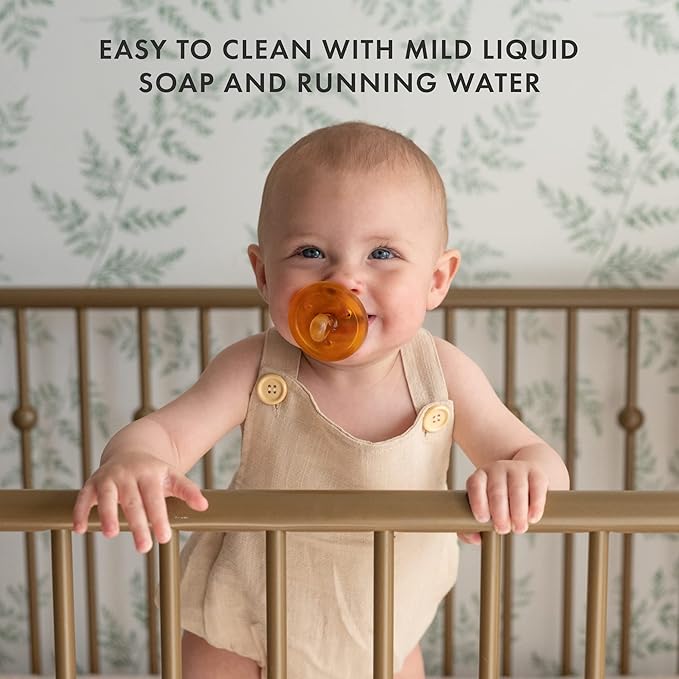 Natursutten Pacifiers 0-6 Months - 2-Pack Original Shield Round Nipple Natural Rubber Safe & Soft BPA-Free Pacifier for Breastfeeding Babies - Newborn Pacifiers Made in Italy