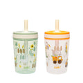 Zak Designs Kelso Toddler Cups For Travel or At Home, 15oz 2-Pack Durable Plastic Sippy Cups With Leak-Proof Design is Perfect For Kids (Silly Goose, Harvest)
