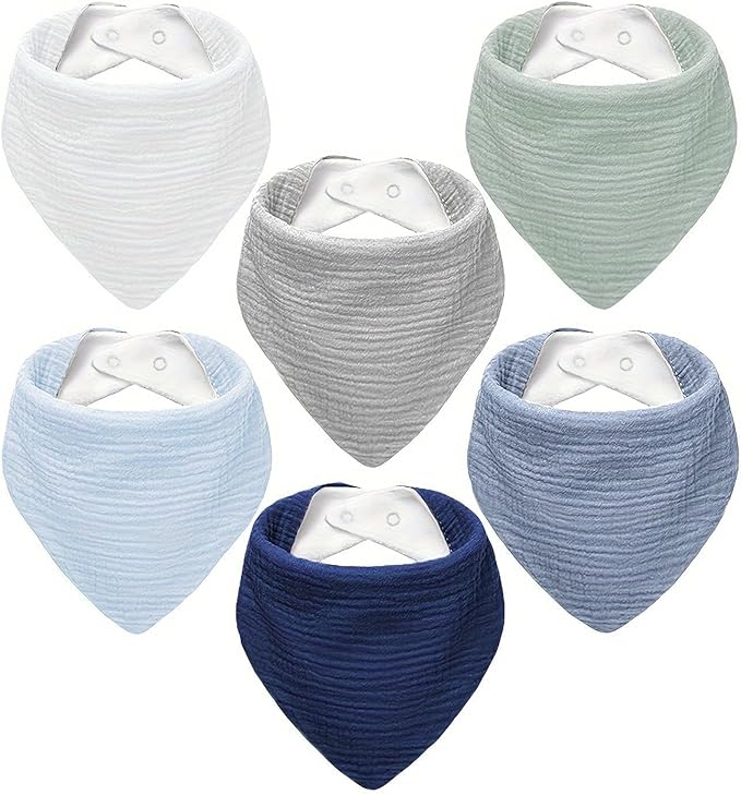 Muslin Baby Bibs,Soft Triangular Baby Bandana Drool Bibs for Baby Boy Girl,Solid Colors Bib for Drooling Teething