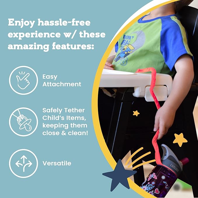 Brilli Baby Cup Catcher Patented Safety Tether Strap, Attach Sippy Cups, Bottles, Pacifiers & More to Stroller, High Chair, Car Seat, Made in USA, Food Grade, Dishwasher Safe (Lime Green)