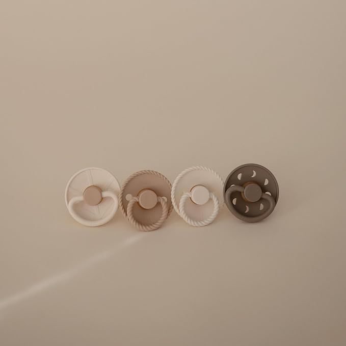 FRIGG Natural Rubber Baby Pacifier 4-Pack Crystal Sparkle | Made in Denmark | BPA-Free (6-18 Months)