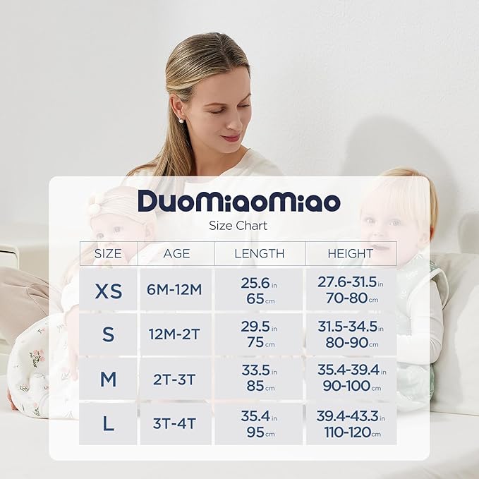 Duomiaomiao 1.5 TOG Toddler Sleep Sack 12-24 Months 100% Cotton Four Season Side Open Zipper Baby Sleep Sack with Feet, Breathable Toddler Wearable Blanket
