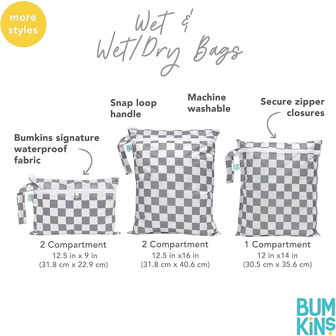Bumkins - Waterproof Wet Bag & Clear Travel Bags - For Beach, Baby, Travel, Swim Suit, Cloth Diapers, Pump Parts, Pool, Gym, Toiletries - Reusable & Easy to Clean - Boho Beige - 4 Pack