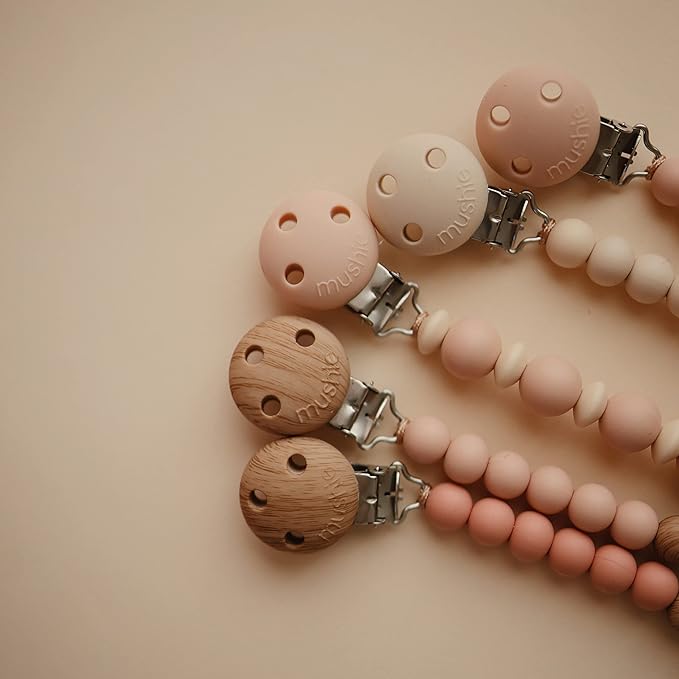 mushie 100% Silicone Baby Pacifier Clip BPA Free | Eva (Blush)