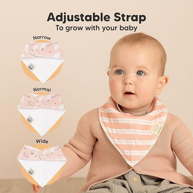8-Pack Organic Baby Bandana Bibs for Girls - Super Absorbent Triangle Baby Bibs for Drooling and Teething Infant, 100% Cotton Extra Soft for Newborn, Infant 0-36 Months (Sweet Charm)