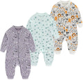 Newborn Baby 2-way Zipper Romper Cotton One-piece Jumsuit 3-pack, 0-24 Months