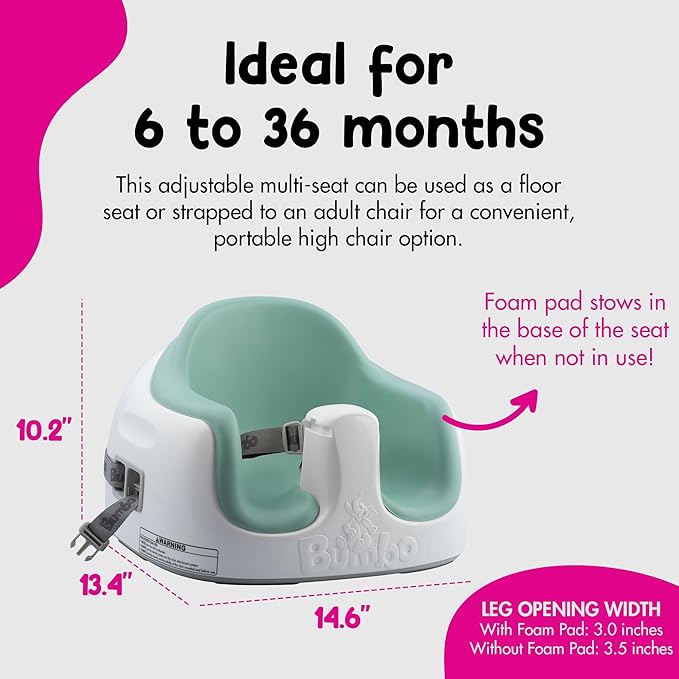 Bumbo 3-in-1 Multi-Seat for 6 to 36 Months, Travel Baby Feeding & Play Floor Seat, All-in-One Portable Booster with Tray & Toddler High Chair, Hemlock