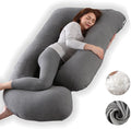 Pregnancy Pillow, Full Body Maternity Pillow 57 inch, with Removable Washable Cover - Support for Legs, Back, Neck, Shoulder, HIPS, Belly for Pregnent Women, Jersey Knit Cotton (Dark Grey)