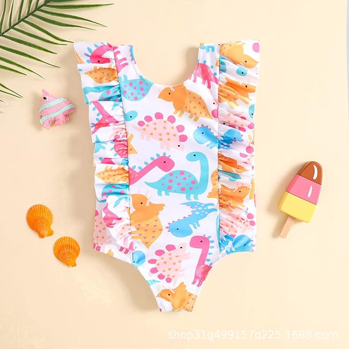 Happy Town One-Piece Infant Toddler Baby Girl Summer Swimsuit Watermelon Leopard Ruffle Swimwear Bikini Bathing Suit