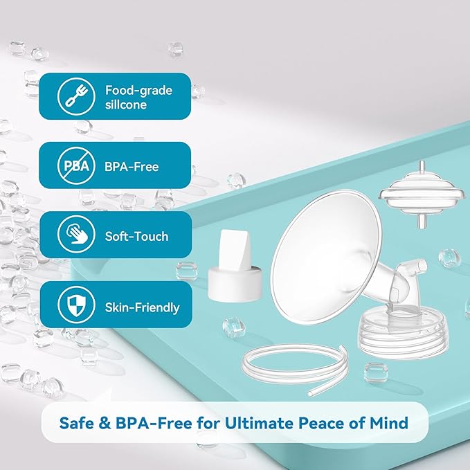 Breast Pump Accessories Kit - 16mm Flange Set Compatible with Spectra S1/S2/Motif Luna, Includes Valves, Tubing & Backflow Protectors