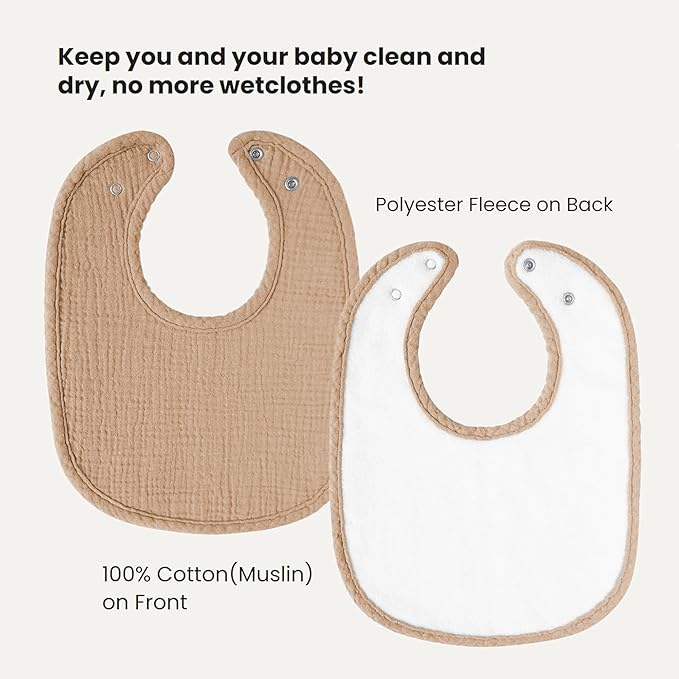 Konssy Muslin Baby Bibs 8 Pack Baby Bandana Drool Bibs Cotton for Unisex Boys and Girls, Soft Absorbent Set for Teething and Drooling