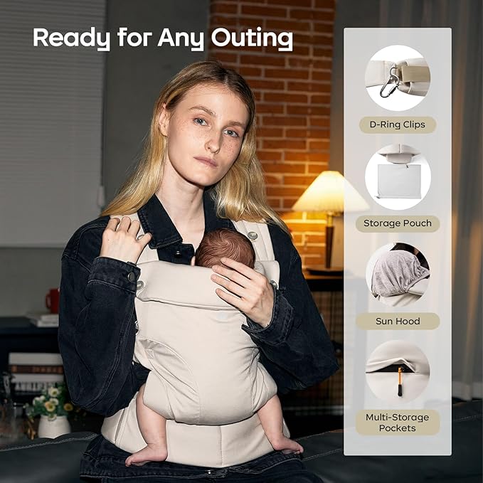 Bc Babycare CocoonGo Baby Carrier – CloudTouch Soft & Ergonomic Baby Carrier for 7–44 lbs | Easy to Wear, Adjustable Fit, Travel-Ready, Machine Washable (Black)