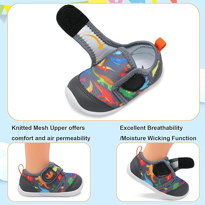 FEETCITY Baby First Walking Shoes Boys Girls Infant Sneakers Crib Shoes Breathable Lightweight Slip On Shoes