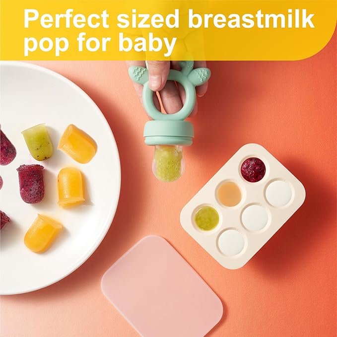 Baby Fruit Food Feeder with Popsicle Mold, Cute Teething Toys Silicone Teethers for Babies 3-12 Months for Baby Feeding Gift