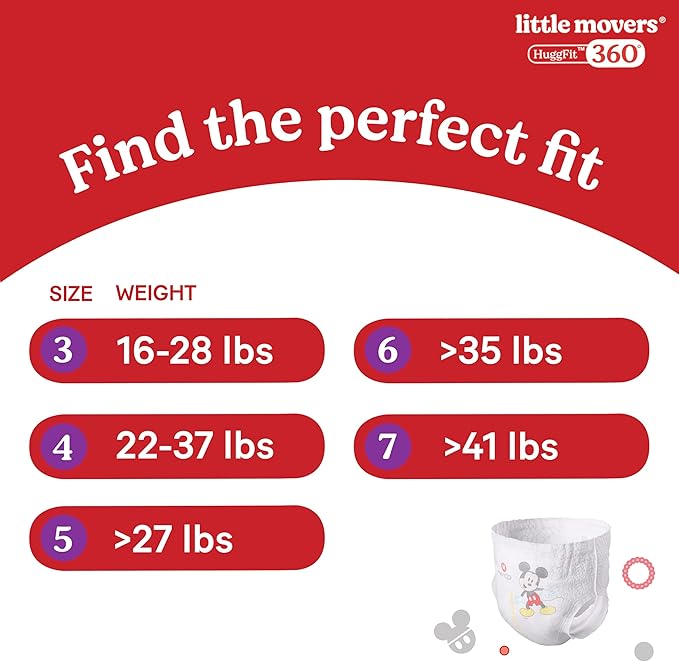 Huggies Size 4 Baby Diapers, Little Movers HuggFit 360° Baby Diapers with 360° Waistband, Size 4 (22-37 lbs), 64 Count, Packaging May Vary