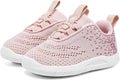 MORENDL Toddler Slip On Sneakers Baby Walking Shoes Non-Slip Breathable Unisex Pink Mesh Lace-Up Athletic Sneakers Infant Running Shoes