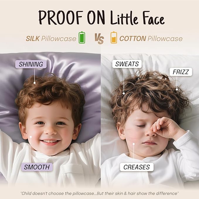 OLESILK 100% Mulberry Silk Toddler Pillowcase for Hair and Skin, Both Sides 19 Momme Pure Natural Silk Travel Pillow Cases with Hidden Zipper, 13"x 18", Silver Grey