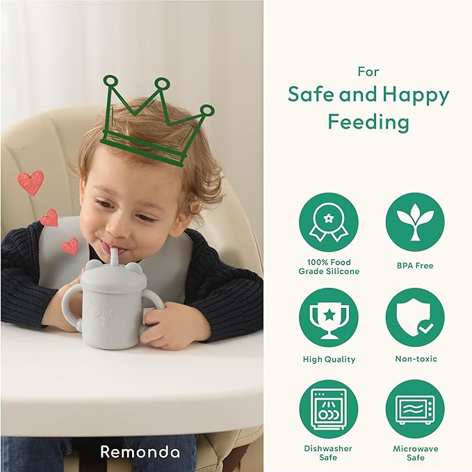 Remonda 23-Piece BPA-Free Silicone Baby Feeding Set | Extra Large Suction Plates, Toddler Bowls, Self Feeding Spoons, and More | Dishwasher Safe| Baby Led Weaning Supplies (Pink)
