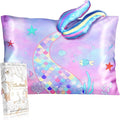 Kids Pillowcases Standard Size 20"x26" - Cute Cartoon Soft Breathable Silk Pillow Cases for Hair and Skin with Hidden Zipper for Girls Fun Kawaii Design for Bedding, Fish Tail