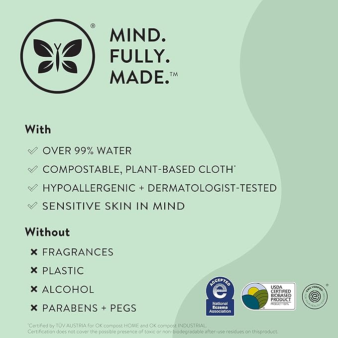 The Honest Company Clean Conscious Multi-Use Wipes Hypoallergenic and Unscented for Sensitive Baby Skin Over 99% Water Compostable Plant Based Baby Wipes Balance Blues 288 Count