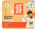 Hello Bello Diapers, Size 1 (8-12 lbs) Wild Cats, 32 Count of Premium Disposable Baby Diapers, Hypoallergenic with Soft, Cloth-Like Feel