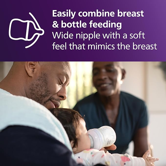 Philips Avent Natural Baby Bottles with Natural Response Nipples (Fast Flow, Flow 4), 11oz, 4-Pack, SCY906/04