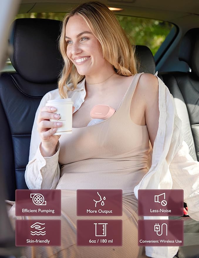 Momcozy S9 Pro Upgraded Wearable Breast Pump, Hands-Free Design with Extended Battery Life & LED Display, Double Electric Portable Pump with 2 Modes & 9 Levels, 24mm, 1-Pack, Pink