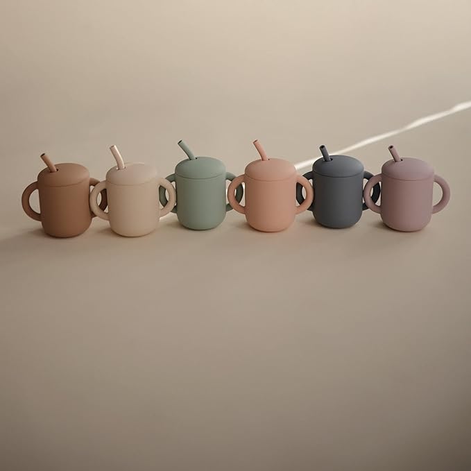 mushie 100% Silicone Training Cup & Straw for Toddlers | 6 Months+ (Blush)