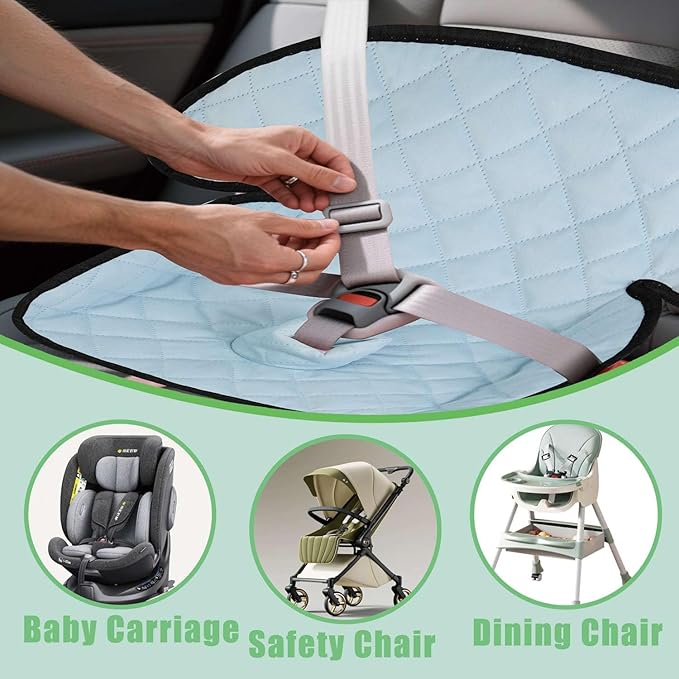 MOOB Waterproof Car Seat Protector - 2 Pack Premium Carseat Liner for Babies & Toddlers, Machine Washable & Quick-Dry, Anti-Slip Backing, Potty Training Pad for Infant Car Seat & Stroller (Blue)