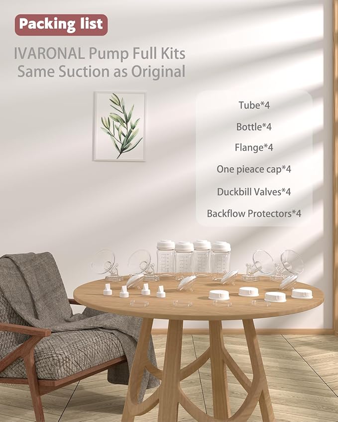 4packs 30mm Full Breast Replacement Pump Parts for Spectra S1 S2 9 Plus Synergy Gold Include 13mm Flange,Valve,Backflow Protector,Tube,Bottle,Caps, Fit for Motif Luna Cimilre Ameda MYA Pump