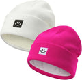 MaxNova 2 Pack Baby Beanie Fleece Lined Knit Toddler Hat for Girls Boys 0-8 Years