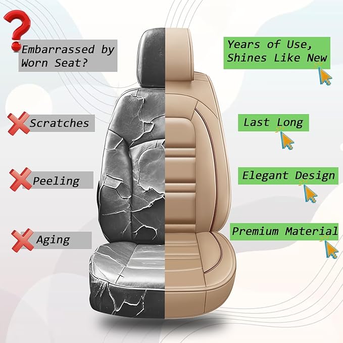 Seat Cover for Ford Explorer 2011-2025 | Car Seat Covers Front Seats, Waterproof Seat Protectors, Automotive Front Seat Covers (Front Seat, Beige)