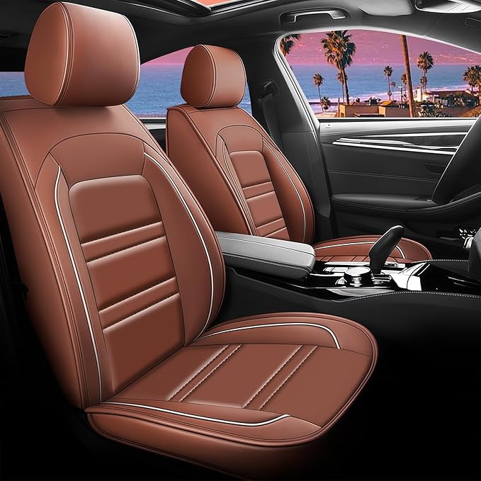 Seat Cover for Chevy Silverado 2500 2007-2025 | Car Seat Covers Front Seats, Waterproof Seat Protectors, Automotive Front Seat Covers (Front Seat, Coffee)
