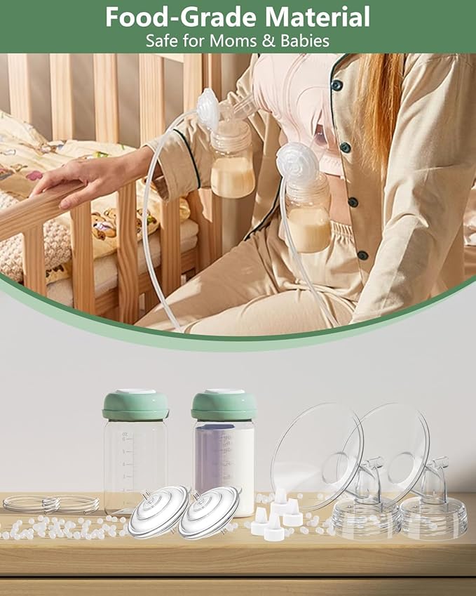 Breast Pump Parts Compatible with Spectra S1/S2/9 Plus/Synergy Gold, Full Set Replacement Parts for Spectra Include 20mm Flange, Duckbill Valve, Backflow Protector, Tubing, Bottle, Not Original Parts