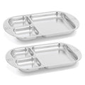Children's Stainless steel Divided Plates | Adorable Frog Design | Premium 304 (18/8) | Set of 2 | Ideal for Babies, Toddlers & Kids