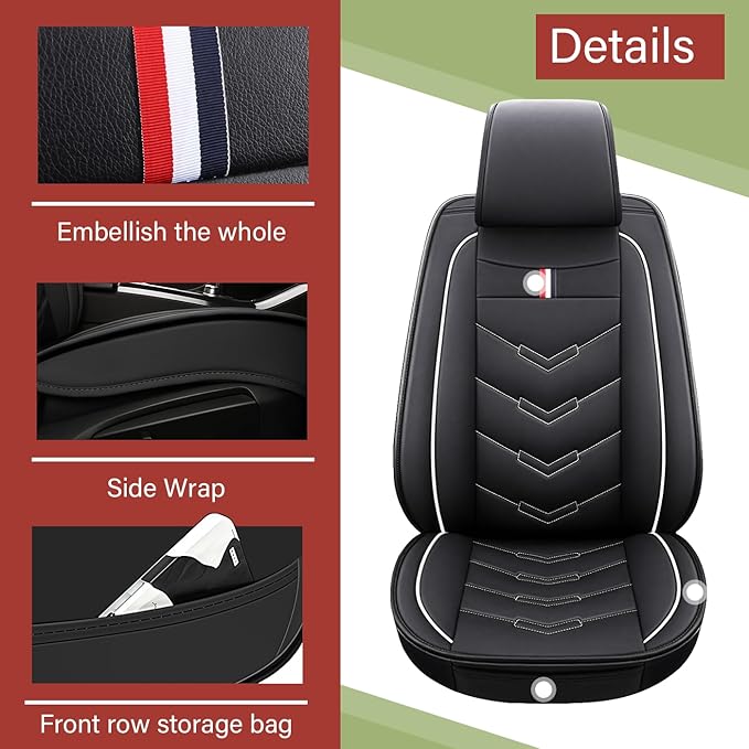 Leather Car Seat Covers Fit for LR Range Rover 2022-2025, 5 Seater Waterproof and Wear-Resistant Seat Cover Interior Accessories(Full Set,Black&White)