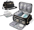 Breast Pump Bag Compatible with Spectra S1 and S2, Large Insulated Storage with Waterproof Mat, Travel & Work Portable Pump Carrying Case for Pumping Accessories, Black