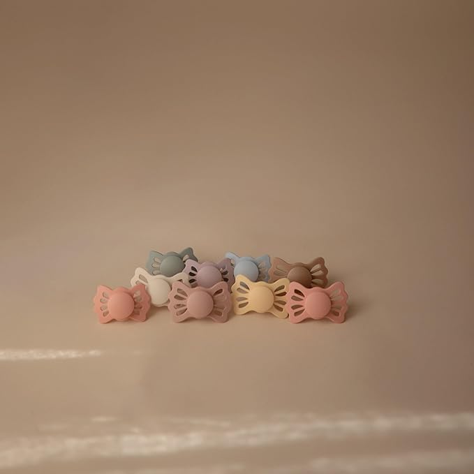 FRIGG Lucky Symmetrical SilkySoft Silicone Baby Pacifier | Made in Denmark | BPA-Free (Cream/Blush, 6-18 Months)