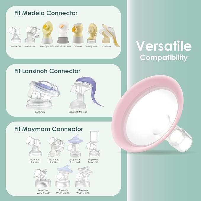 23mm Maymom MyFit Shields, Pano Series; Compatible with Medela Breast Pump- PersonalFit, Freestyle, Harmony, Maxi, Freestyle Flex Connector; Connect to Maymom Widemouth/Narrow Connector, 2pcs