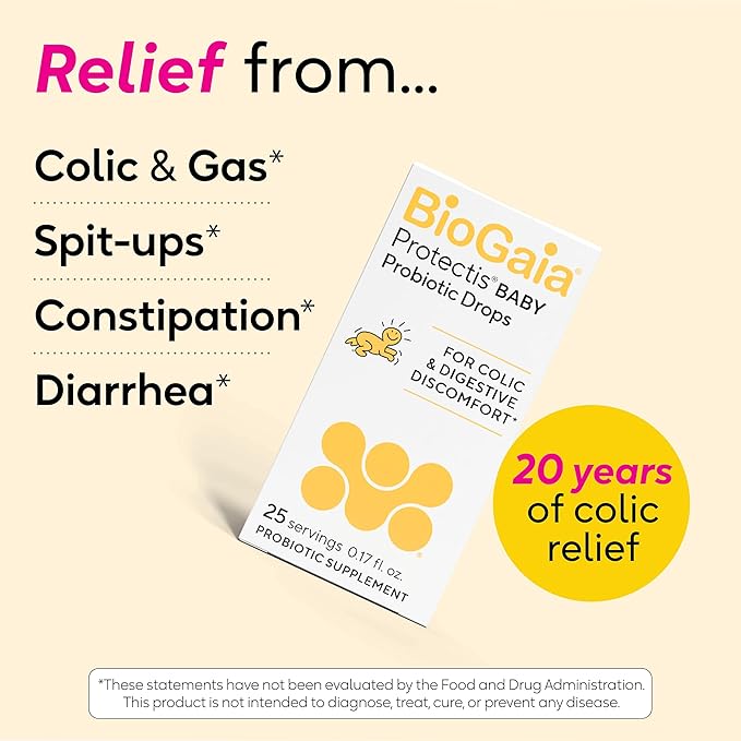BioGaia Protectis Baby Probiotic Drops | Baby Essentials for Colic & Gas Relief | Safe for Newborns | Ease Crying, Fussing, Colic, Gas, Spit-ups & Constipation | No Dairy, Soy & Gluten | 5mL (2-Pack)