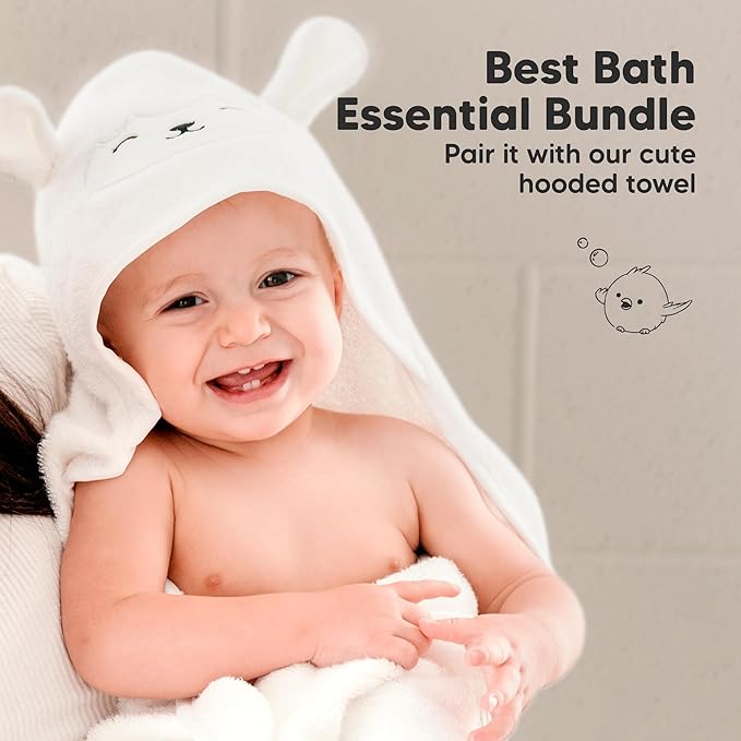 6-Pack Baby Washcloths - Soft Absorbent Viscose from Bamboo Wash Cloths for Babies, Kids, Toddlers, Infant, Newborn Bath Towels, Gentle on Sensitive Skin, 10x10 Reusable Face Towels (White)