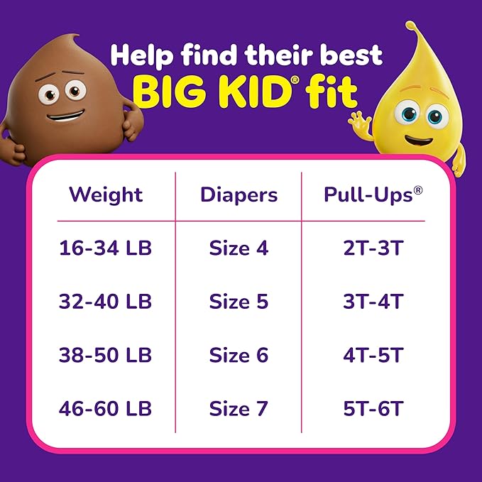 Pull-Ups Girls' Potty Training Pants, Size 4T-5T Training Underwear (38-50 lbs), 56 Count
