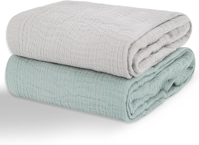 Muslin Swaddle Blankets for Newborns, 2 Pack 100% Cotton Receiving Blankets, Soft and Breathable Baby Swaddles, Large 40 x 40 Inches, Baby Essentials for Boys and Girls, Shower Gift