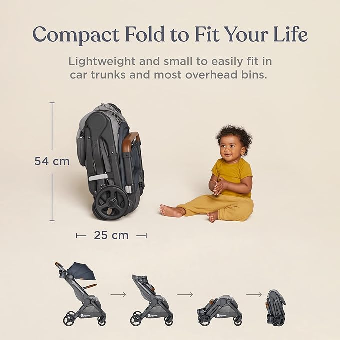 Ergobaby Metro+ Deluxe Compact Baby Stroller, Lightweight Umbrella Stroller Folds Down for Overhead Airplane Storage (Carries up to 50 lbs), Car Seat Compatible, Empire State Green
