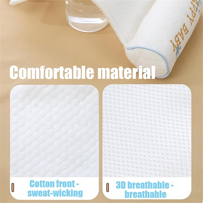 Kariney Baby Pillow, Compariston All-Season Breathable Pillow for Baby Development, Organic Cotton Adjustable Infant Head Cushion (Blue,Dragon)