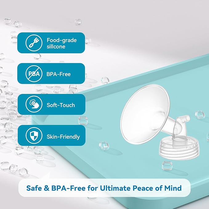 4PCS 19mm Breast Pump Flanges, Compatible with Spectra S1/S2/9Plus/Synergy Gold, Motif Luna, Wide-Mouth Bottle Fit, Breast Pump Accessories