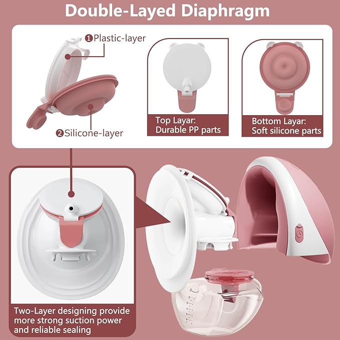 2pcs Duckbill Valves and 2pcs Double-Layed Diaphragm Compatible with Momcozy Upgraded Mobile Flow M9, Upgraded M9 Valve Diaphragm Breastfeeding Parts, Not Original Parts, 4 Packs Red
